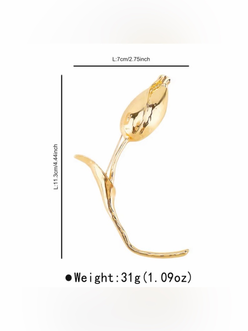 New Tulip Brooch Gold Pin - Picture 4 of 5